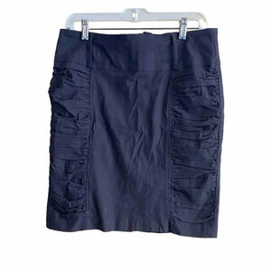 BB Jeans Black Gathered Mini Skirt Back Zip Stretch Form Fitting Sz XL Runs Sm